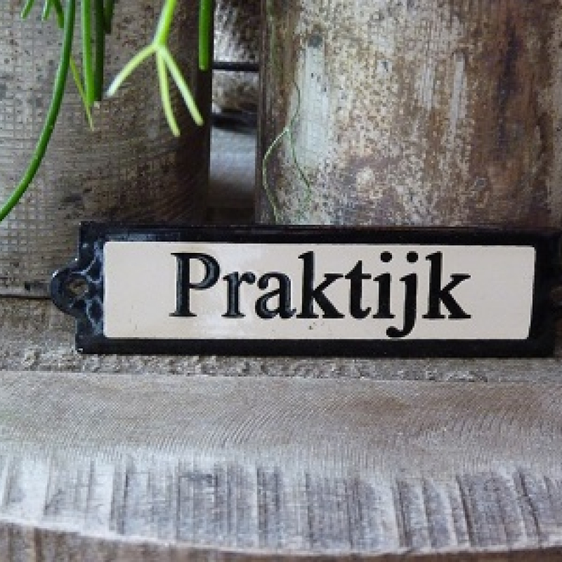 Emaille deurbordje recht 'Praktijk' 