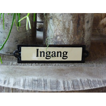 Emaille deurbordje recht 'Ingang' 
