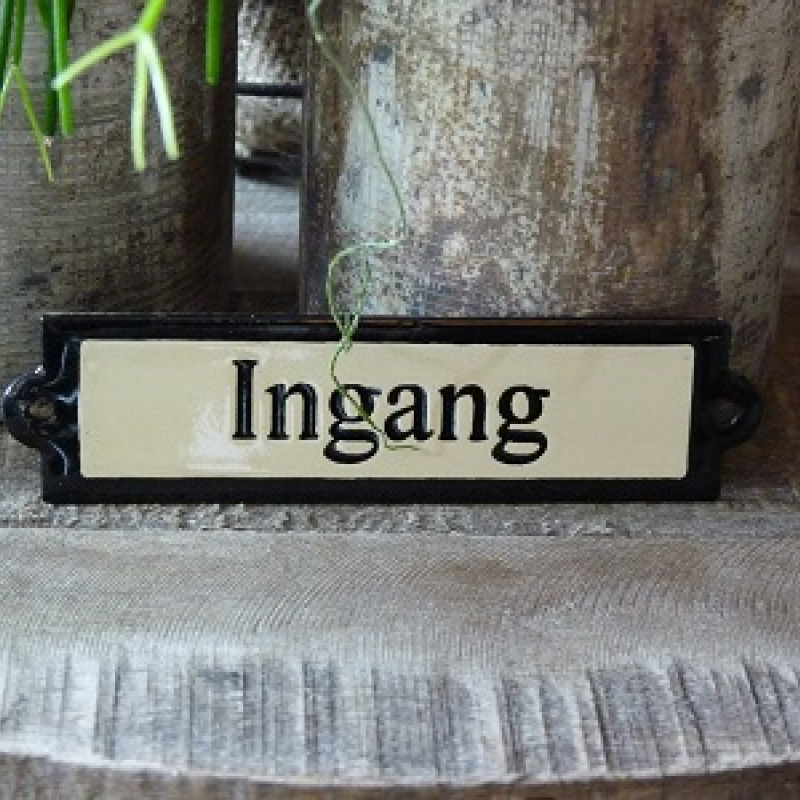 Emaille deurbordje recht 'Ingang' 