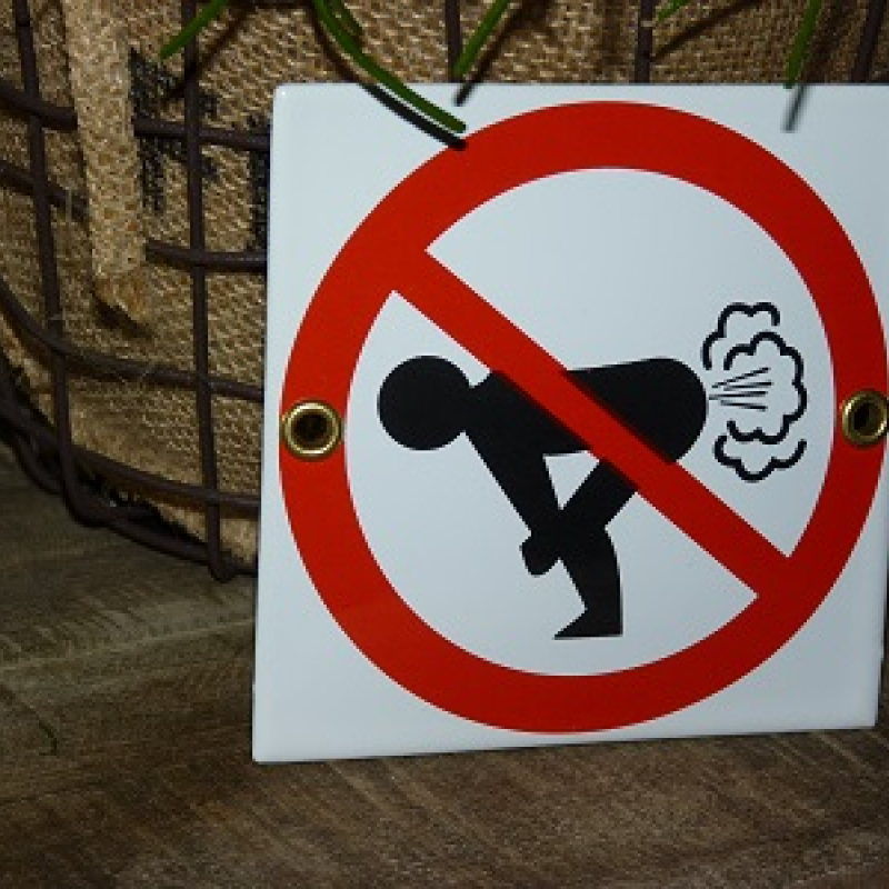 Emaille verbodsbod pictogram 'verboden winden te laten'