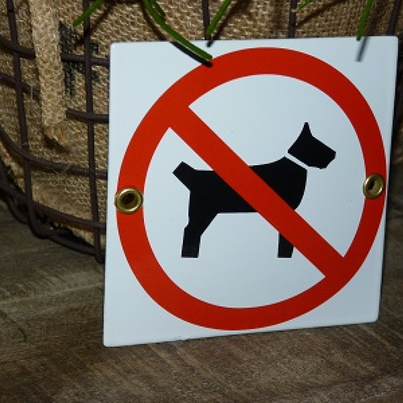 Emaille verbodsbod pictogram 'verboden voor honden'