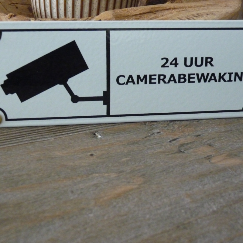Emaille bord '24 uur camerabewaking' 