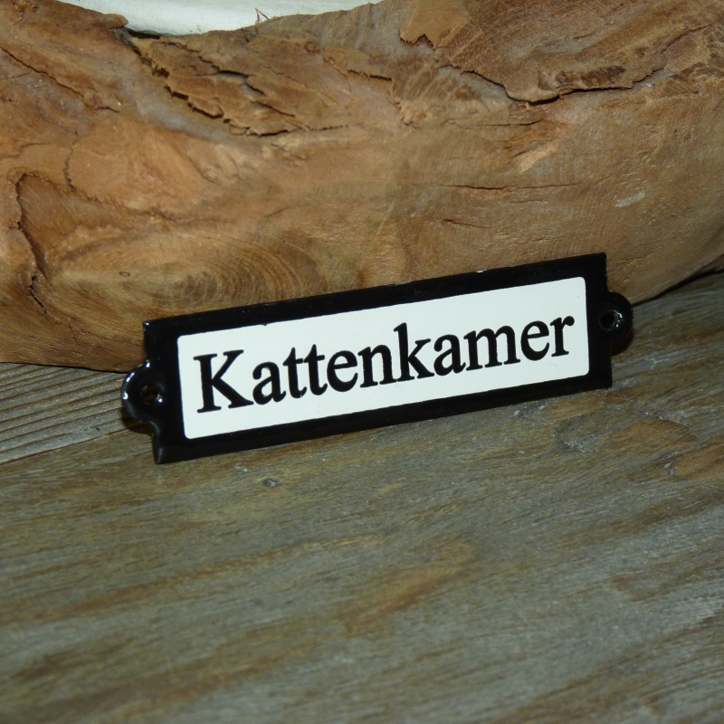 Emaille deurbordje recht 'Kattenkamer' 