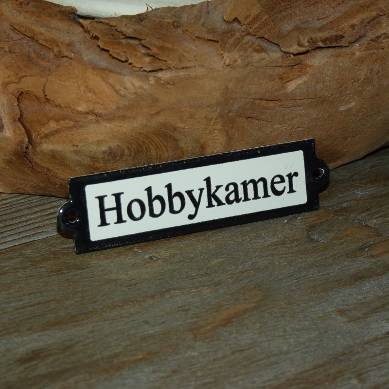 Emaille deurbordje recht 'Hobbykamer' 