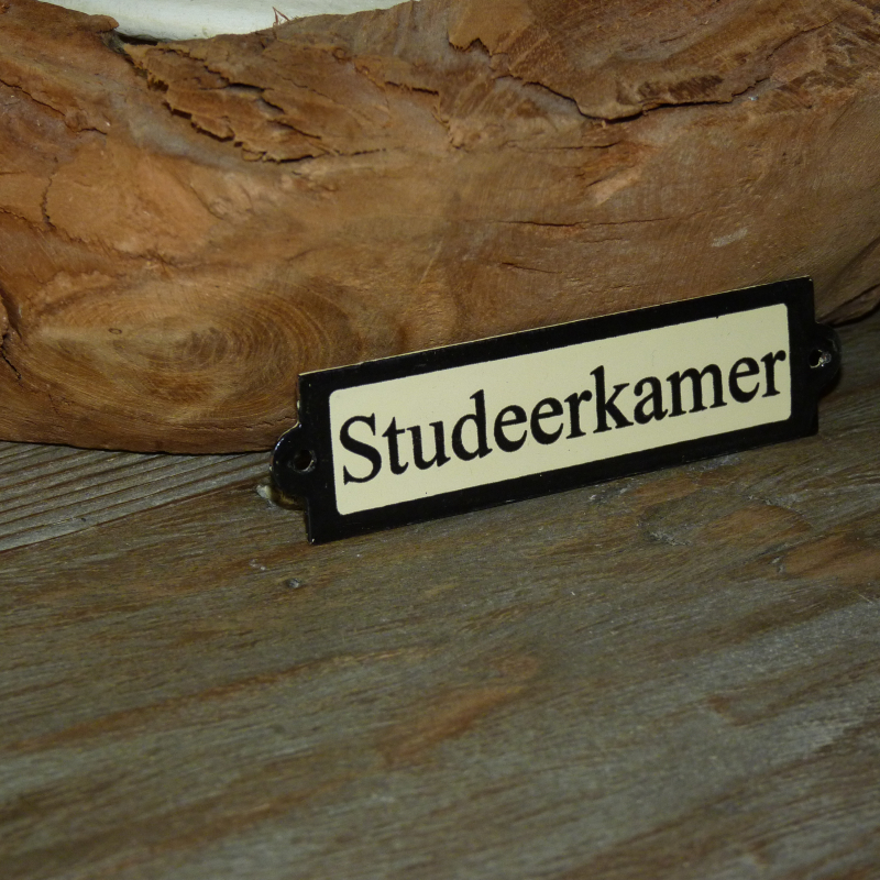 Emaille deurbordje recht 'Studeerkamer' 