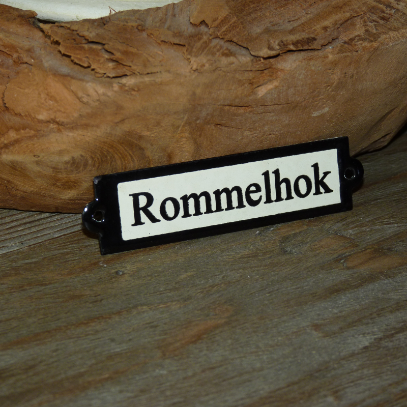 Emaille deurbordje recht 'Rommelhok' 