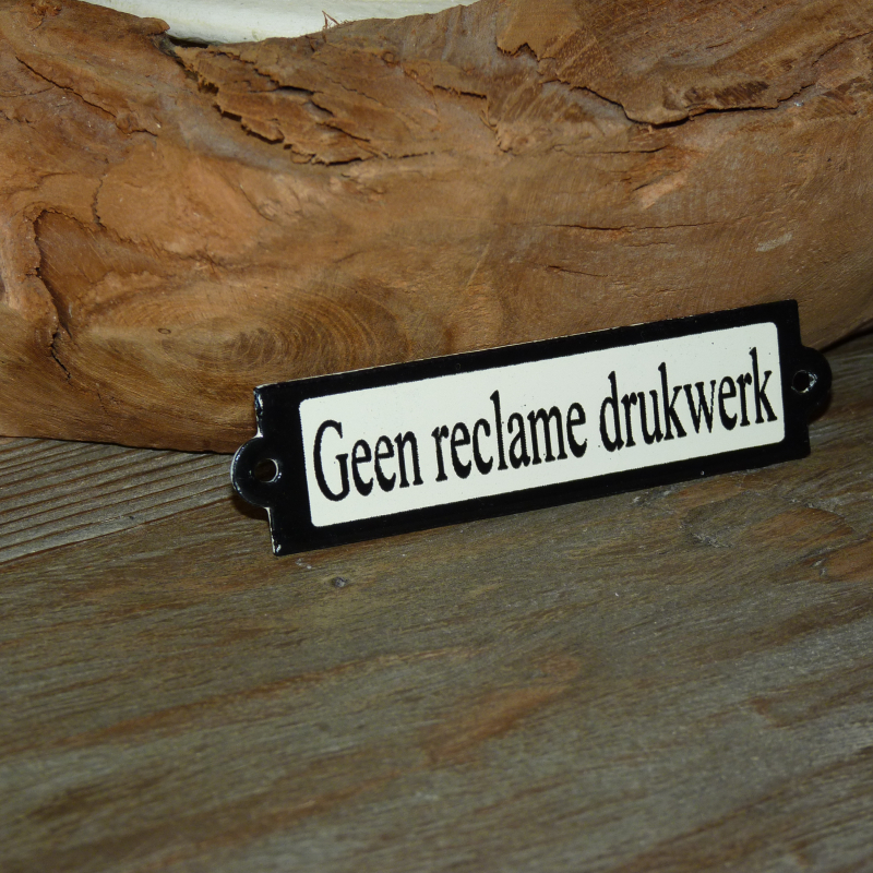 Emaille deurbordje recht 'Geen reclame drukwerk' 