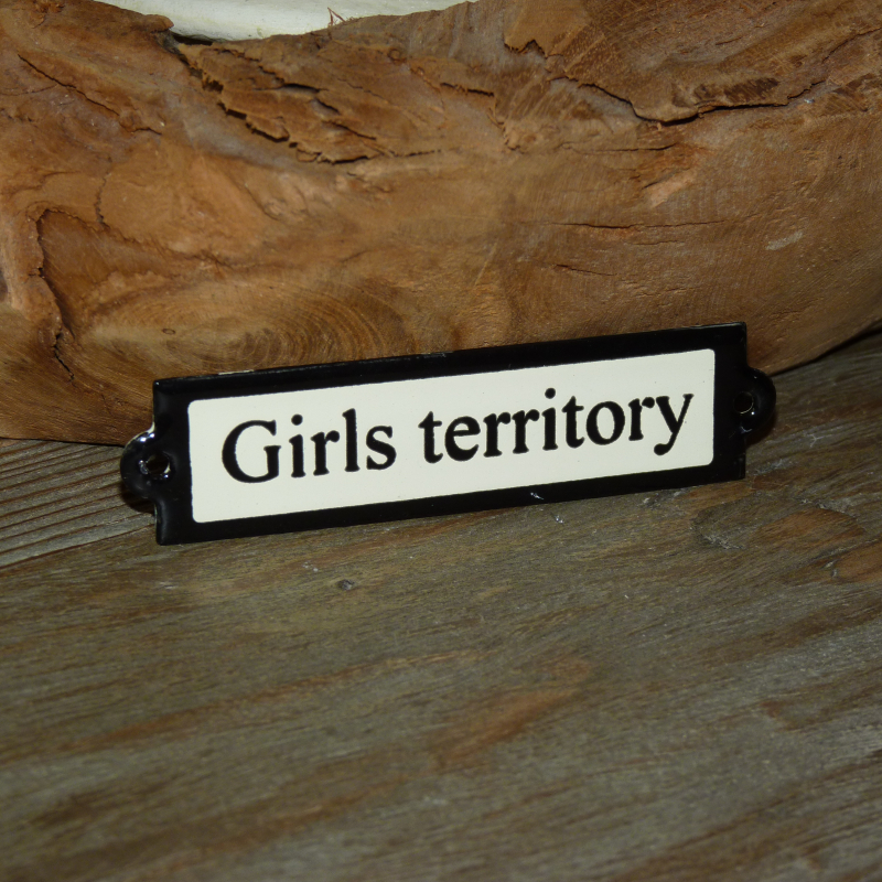 Emaille deurbordje recht 'Girls territory' 