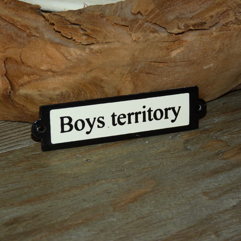 Emaille deurbordje recht 'Boys territory'