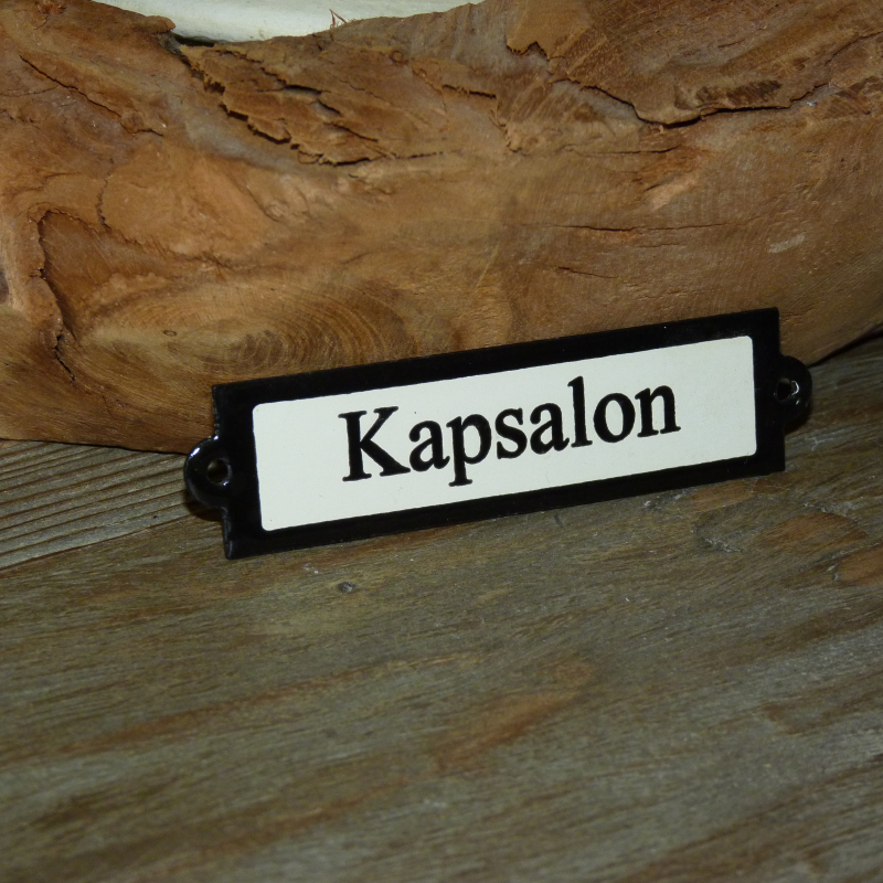Emaille deurbordje recht 'Kapsalon' 