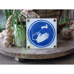 Emaille pictogram 'handen wassen'