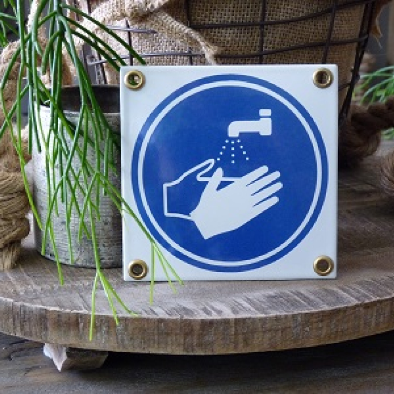 Emaille pictogram 'handen wassen'