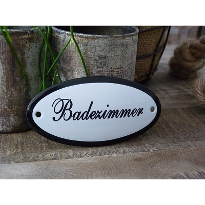 Emaille deurbordje ovaal 'Badezimmer' 