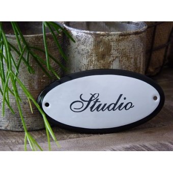 Emaille deurbordje ovaal 'Studio'