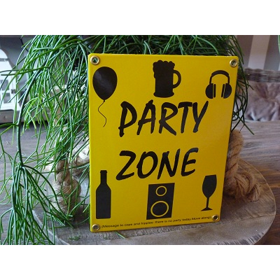 Emaille bord 'Party zone' Emaille bord 'Party zone'