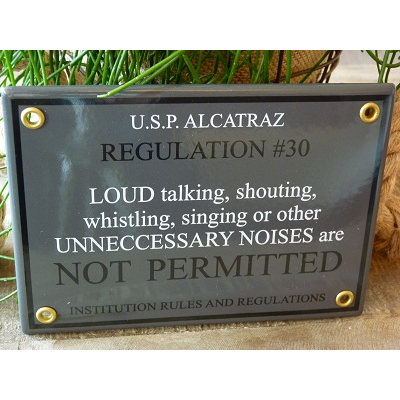 Emaille bord 'U.S.P. Alcatraz' Emaille bord 'U.S.P. Alcatraz'