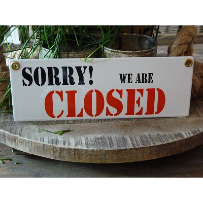 Emaille bord 'Sorry we are closed' Emaille bord 'Sorry we are closed'
