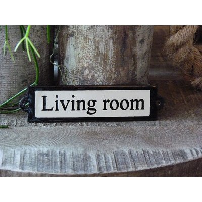 Emaille deurbordje recht 'Living room' Emaille deurbordje recht 'Living room'