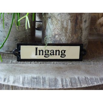 Emaille deurbordje recht 'Ingang' 