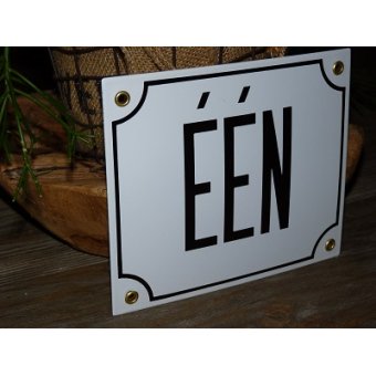 Huisnummerbord 18x15 nummers in letters 'ÉÉN'