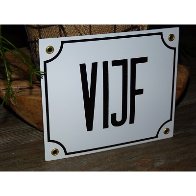 Huisnummerbord 18x15 nummers in letters 'VIJF' Huisnummerbord 18x15 nummers in letters 'VIJF'