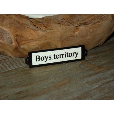 Emaille deurbordje recht 'Boys territory' Emaille deurbordje recht 'Boys territory'