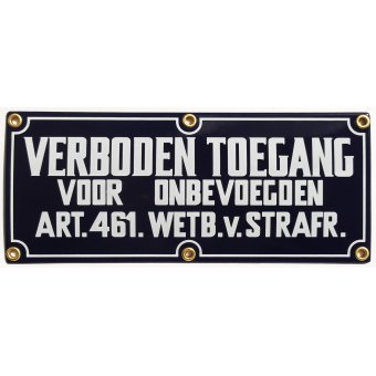 Emaille bord 'Verboden toegang' 